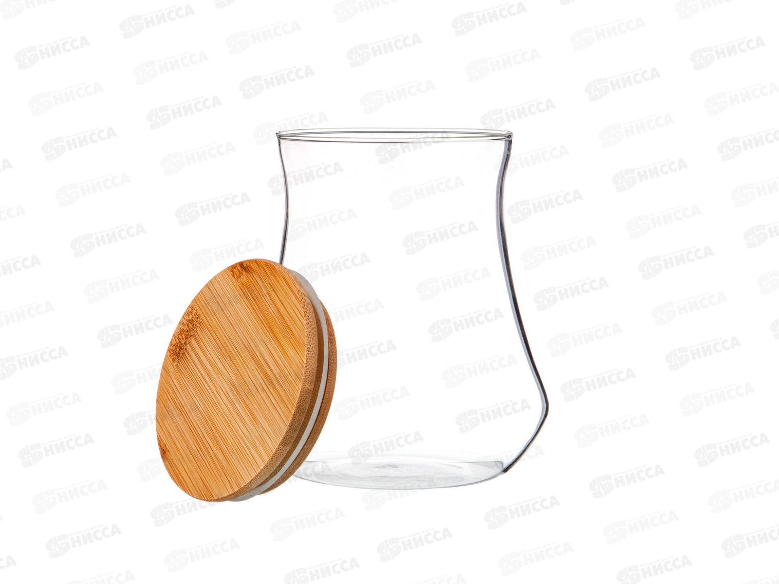 Емкость для сыпучих продуктов 1100мл с бамбуковой крышкой *24 250-142