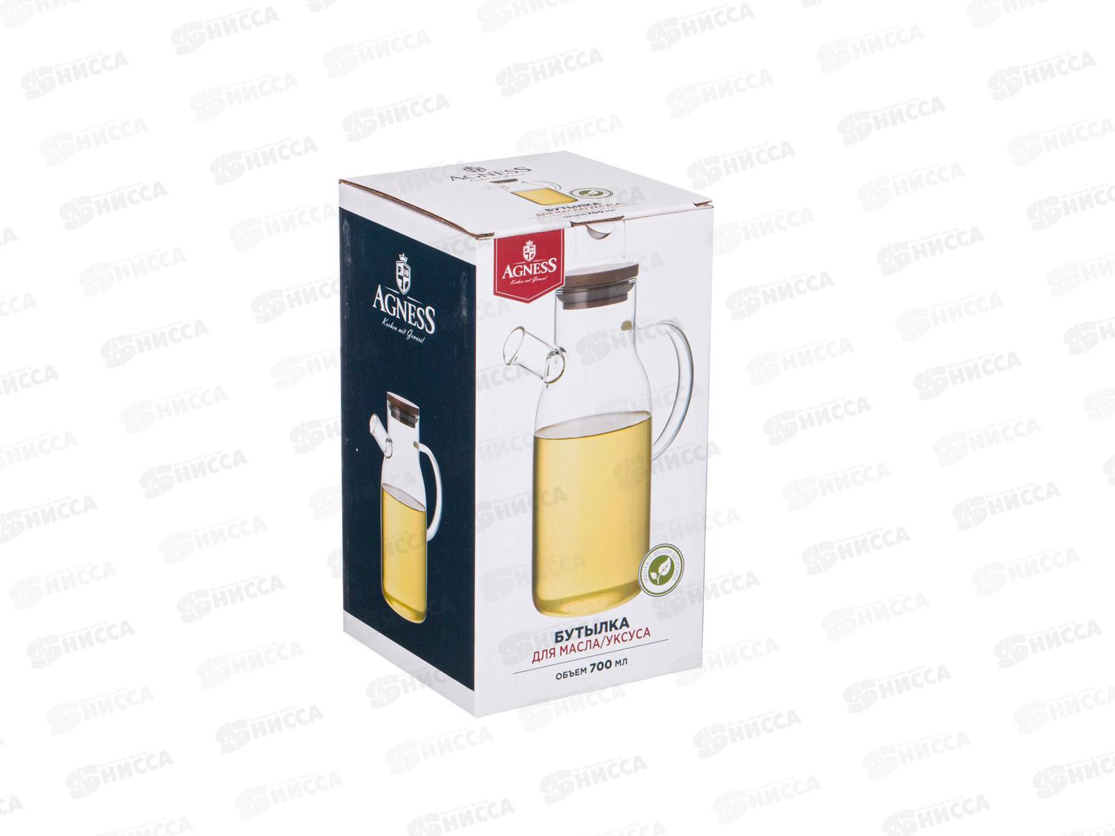 Бутылка для масла/уксуса 700мл с бамбуковой крышкой  *24   250-154