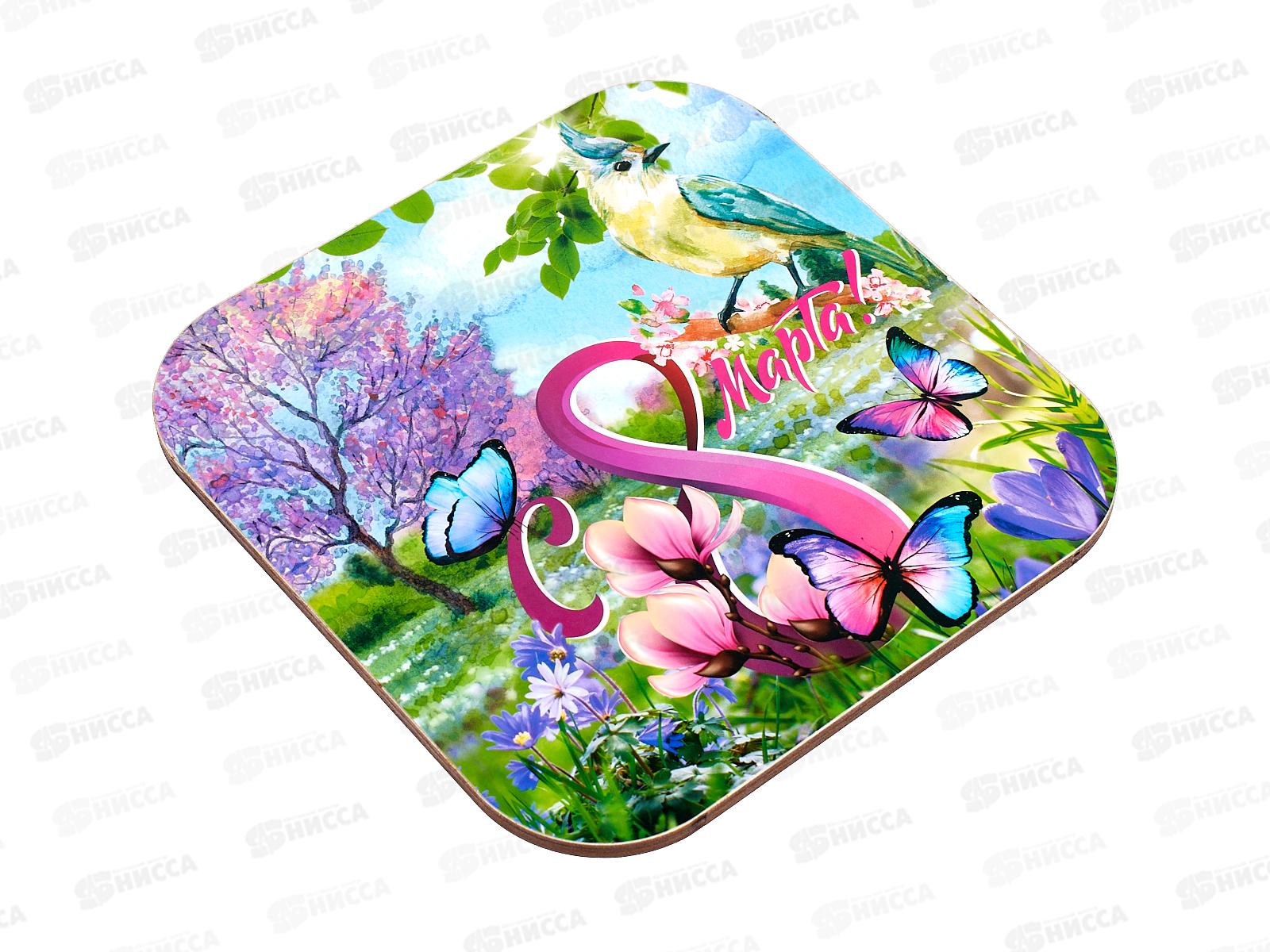 Подставка  под горячее дерево 18*18см С-61 &quot 8марта&quot