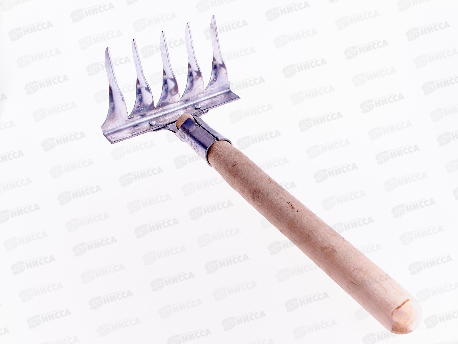 Грабли витые 5-и зубые нержавейка, с черенком