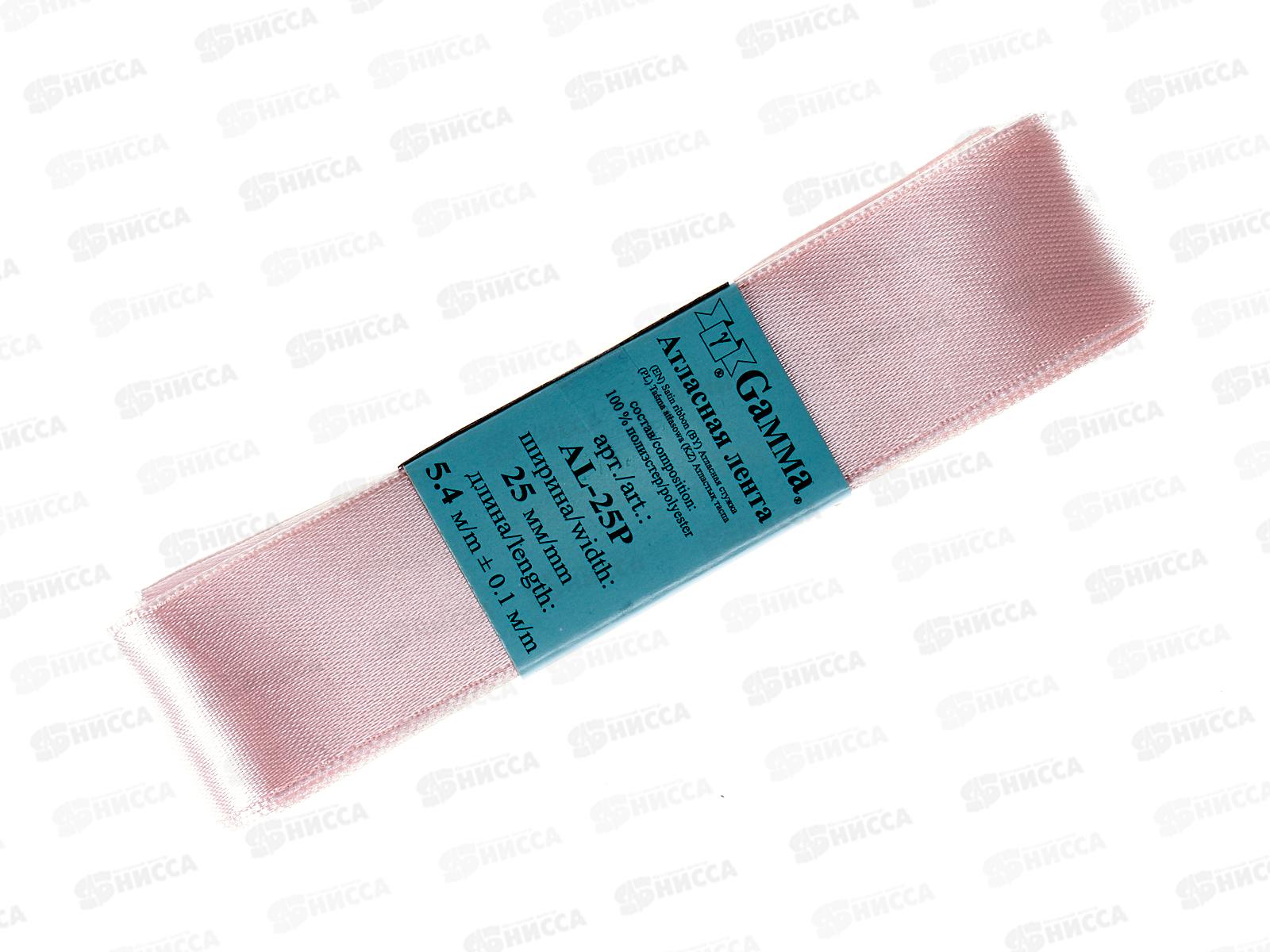 Лента атласная &quotGamma&quot 25мм (1&quot) №004 бледно-розовый, 5,4м AL-25P фасовка
