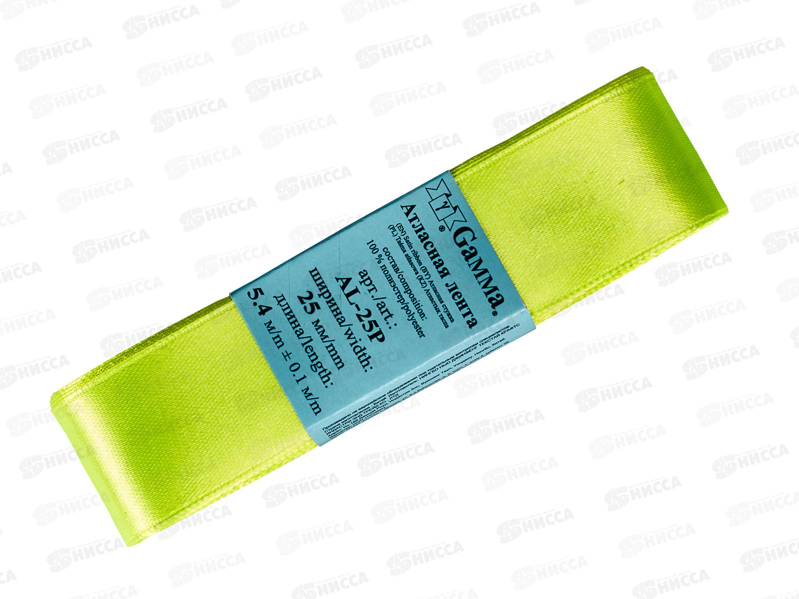 Лента атласная &quotGamma&quot 25мм (1&quot) №058 ярко лимонный, 5,4м AL-25P фасовка