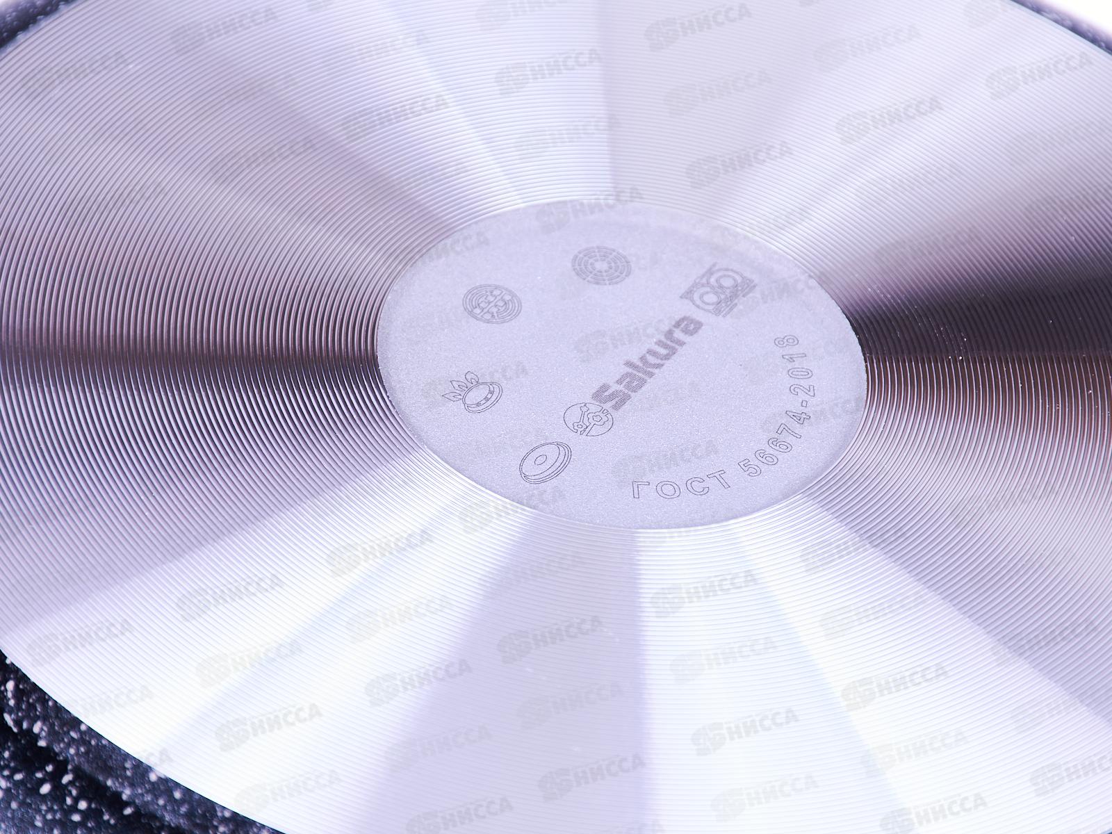 Сковорода  SA-F-02-24 Мрамор 24см литая съемная ручка черная