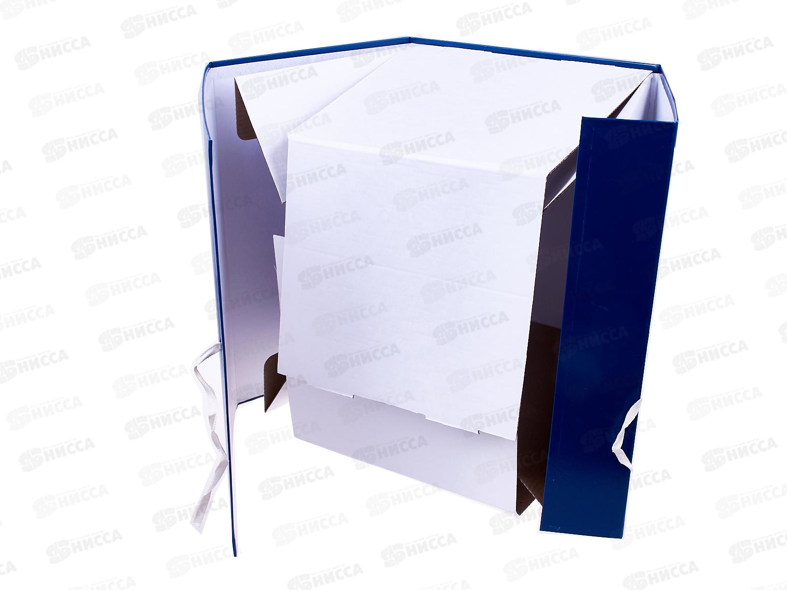 Папка архивная 15см Lamark складная бумвинил.,синяя, 0115 *5