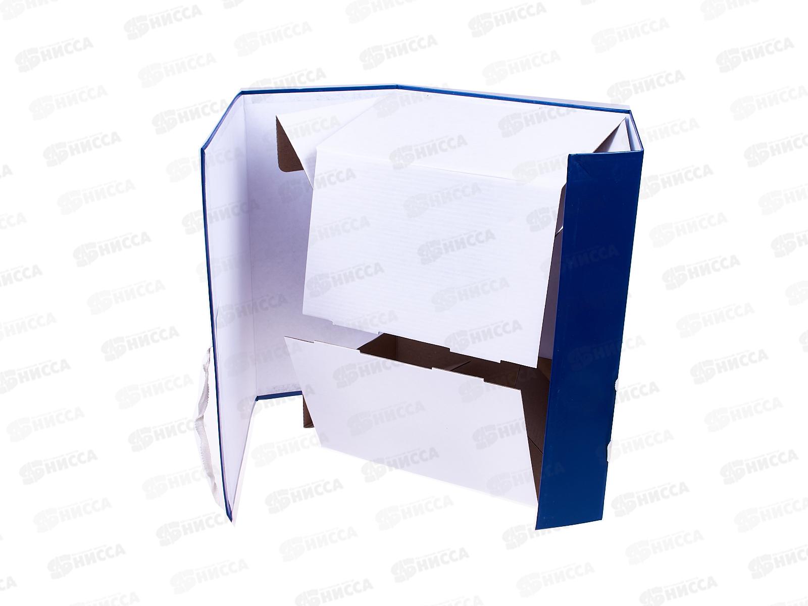 Папка архивная 15см Lamark складная бумвинил.,синяя, 0115 *5