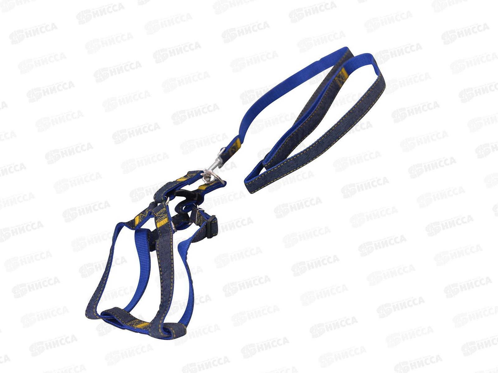 Шлейка прогулочная с поводком Джинс р.M VL40-33 *12