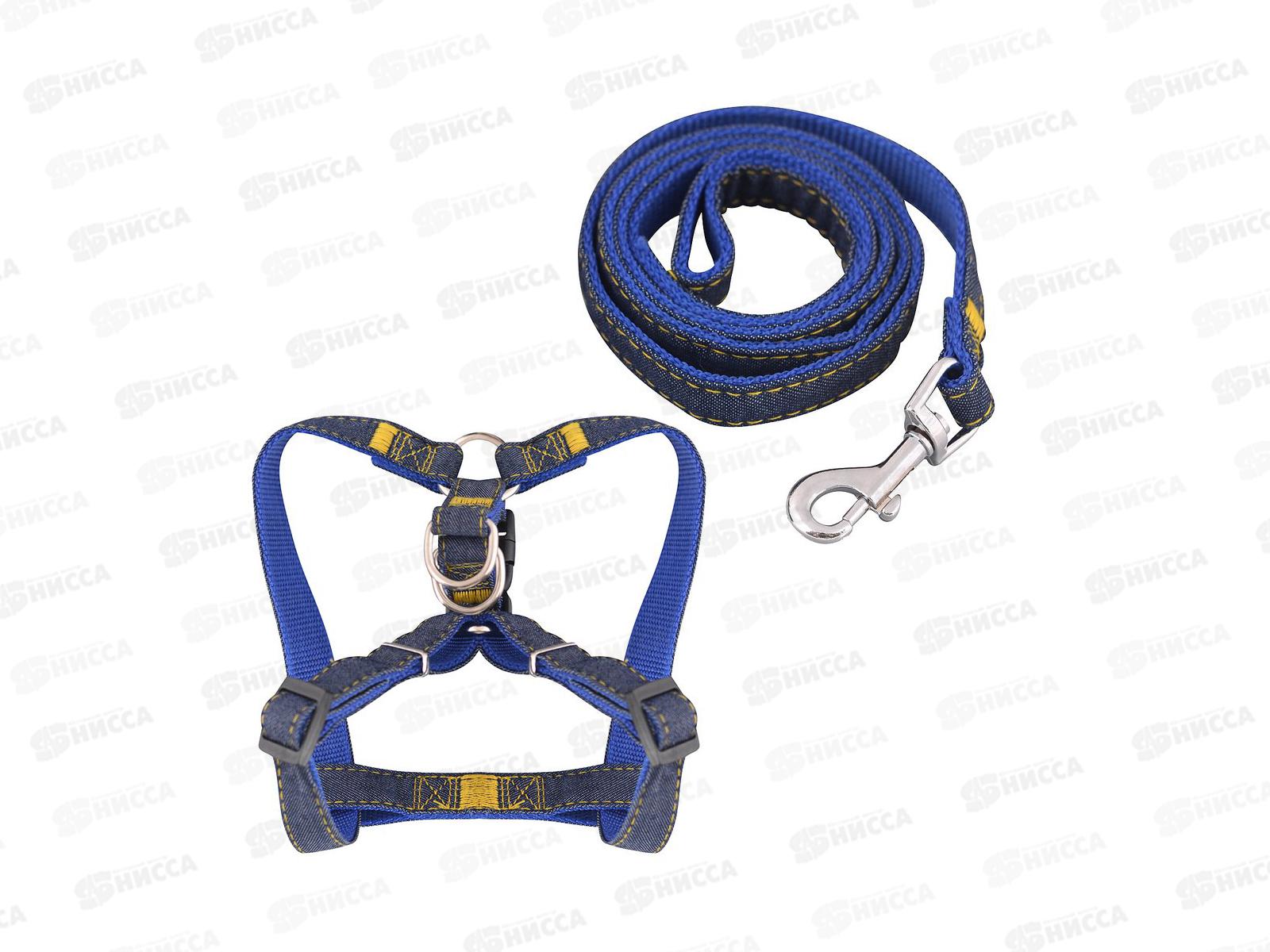 Шлейка прогулочная с поводком Джинс р.M VL40-33 *12