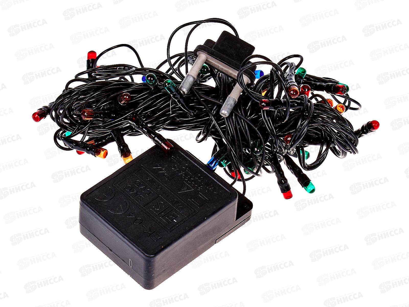 Гирлянда 2,6м, 60 ламп, черный провод, AL-8007-1, микс *100