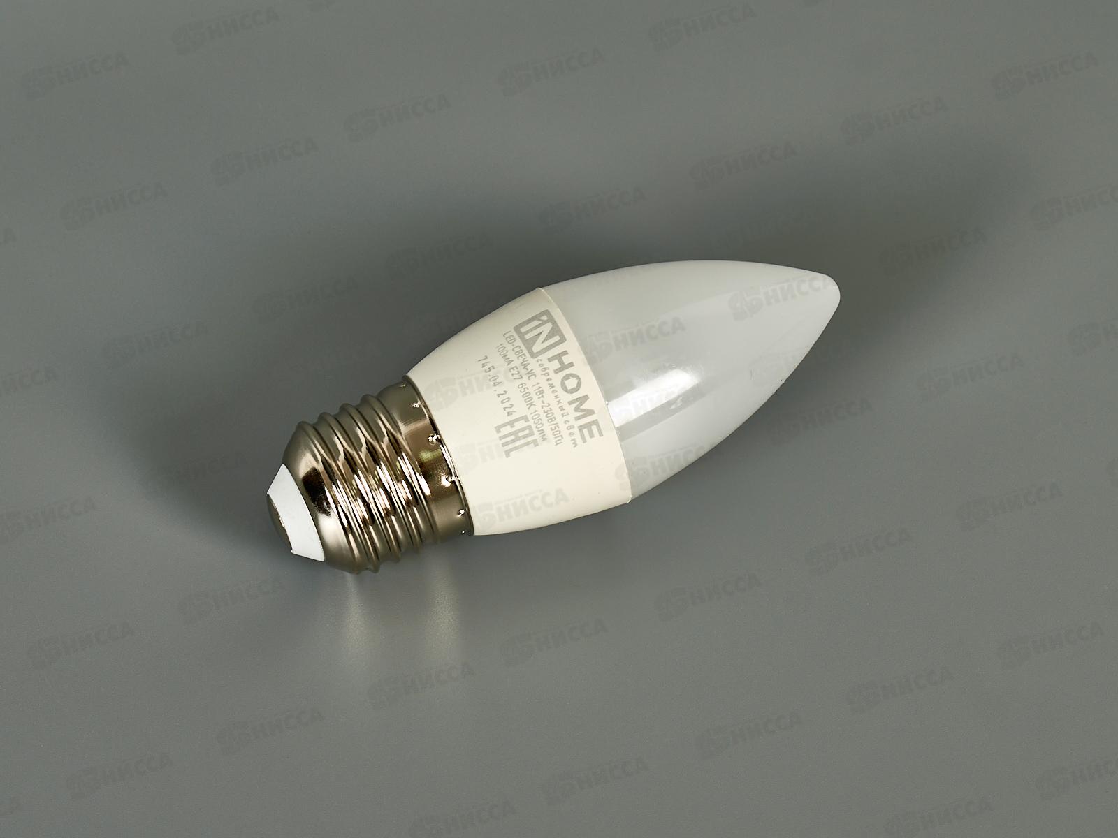 Лампа светодиодная IN HOME LED-СВЕЧА-VC  11Вт E27 6500К 990Лм *10/100