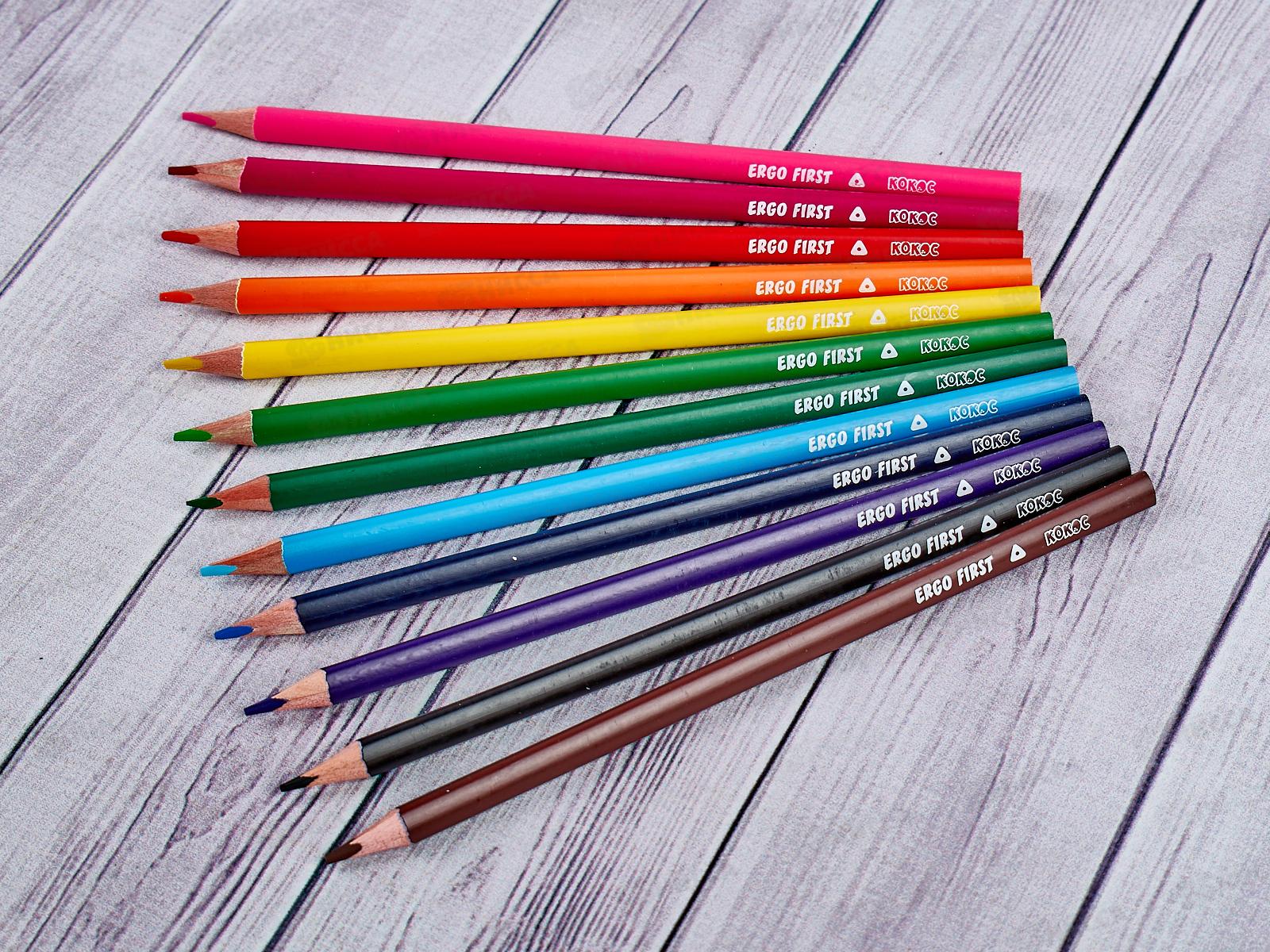 Карандаши 12цв КОКОС &quotERGO First Passion Fruit&quot, трехгр., туба 211735