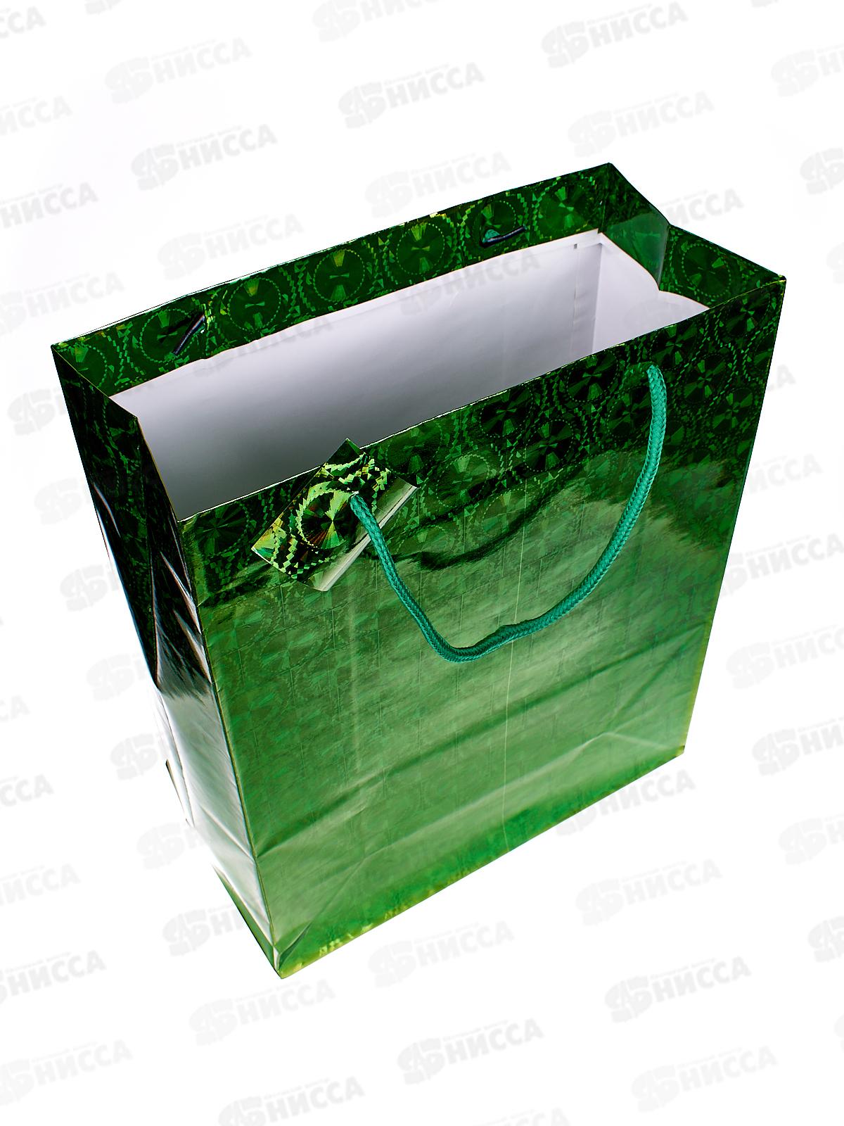 Пакет подарочный бумажный 26*32*10 см, голография, крупный рисунок, в ассортименте MC-1434