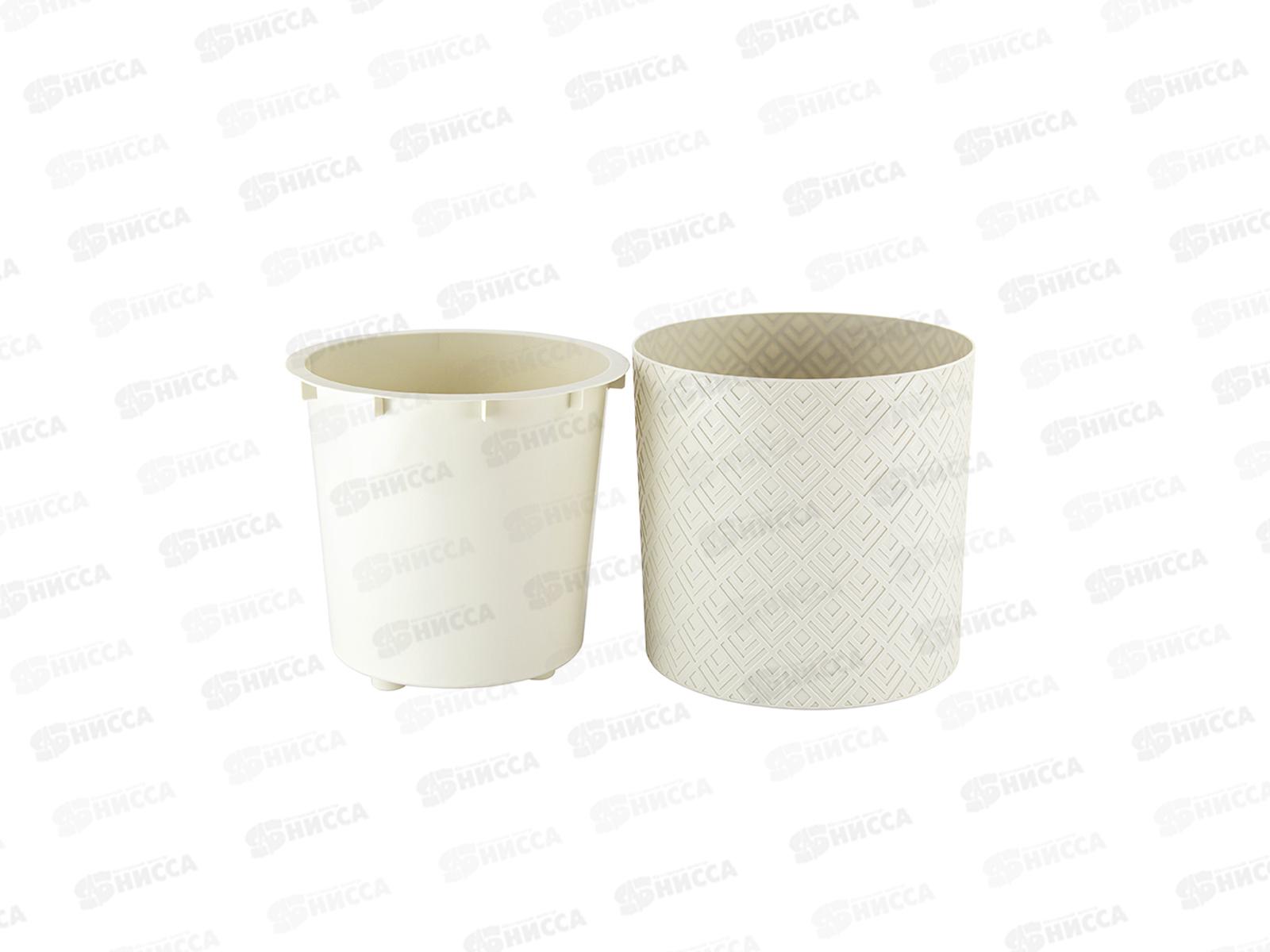 Кашпо ЭТНА D280мм 9,5л Белый ротанг М3184 *6