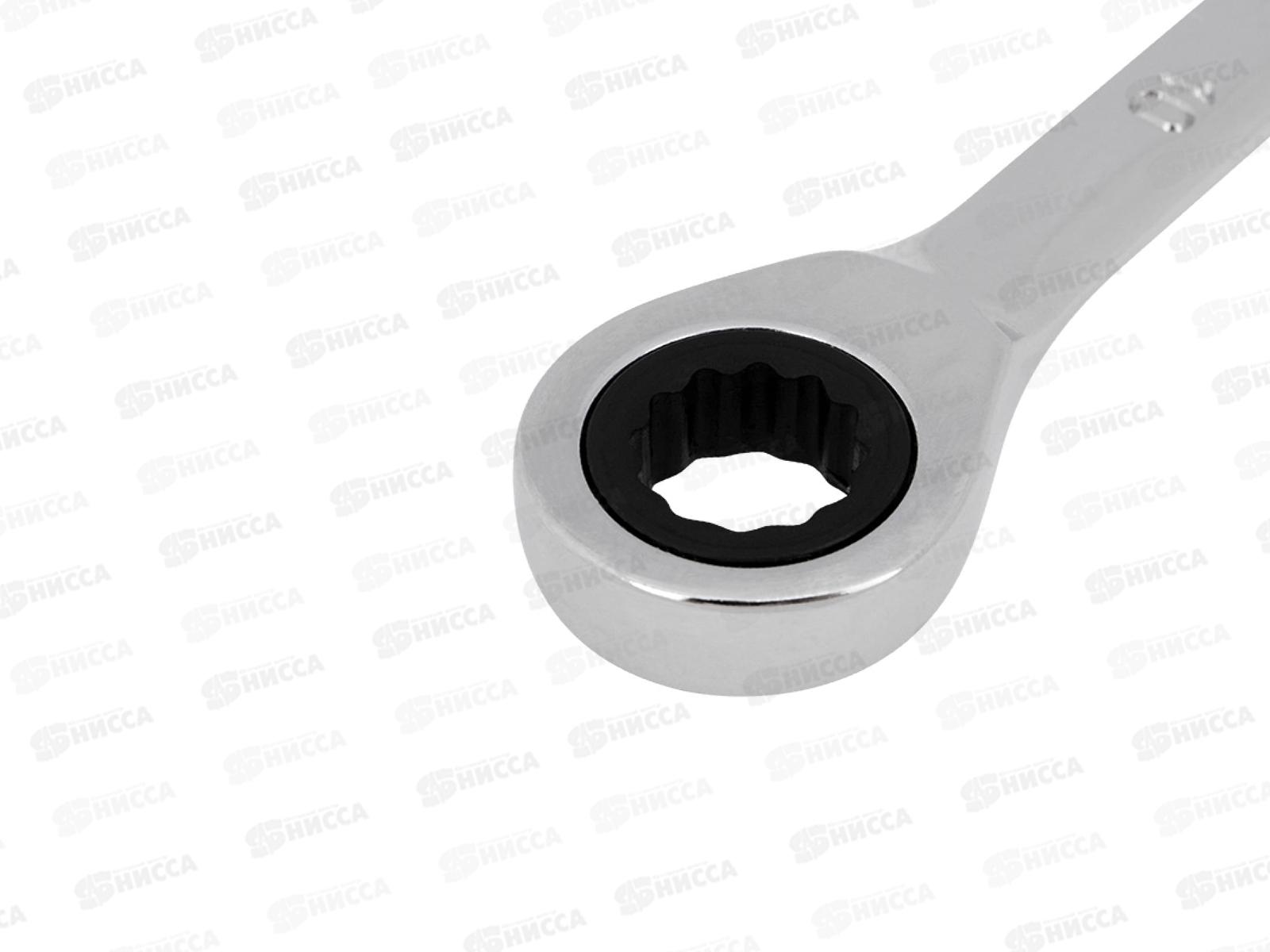 Ключ комбинированный трещоточный 10мм CrV, Rexant, зеркальный хром 12-5805-1