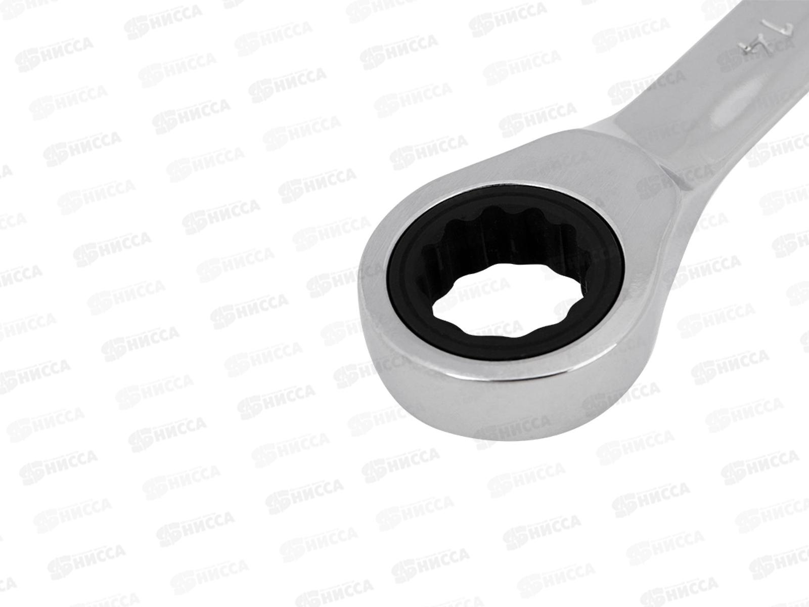 Ключ комбинированный трещоточный 14мм CrV, Rexant, зеркальный хром 12-5809-1