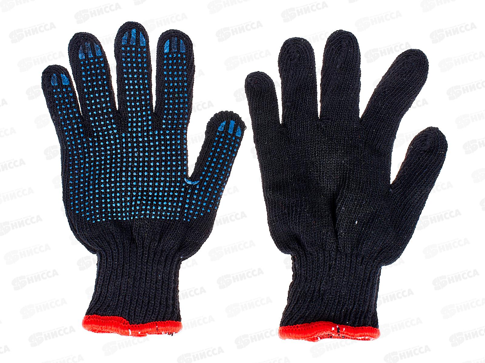 Перчатки хлопчатобумажные двойные &quotЗима&quot черные с ПВХ Точка *5/150 Э