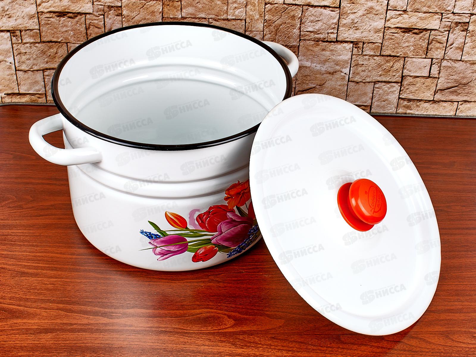 Кастрюля 8,0л цилиндрическая Тюльпан Май пластмассовой кнопкой С1620.3 *119