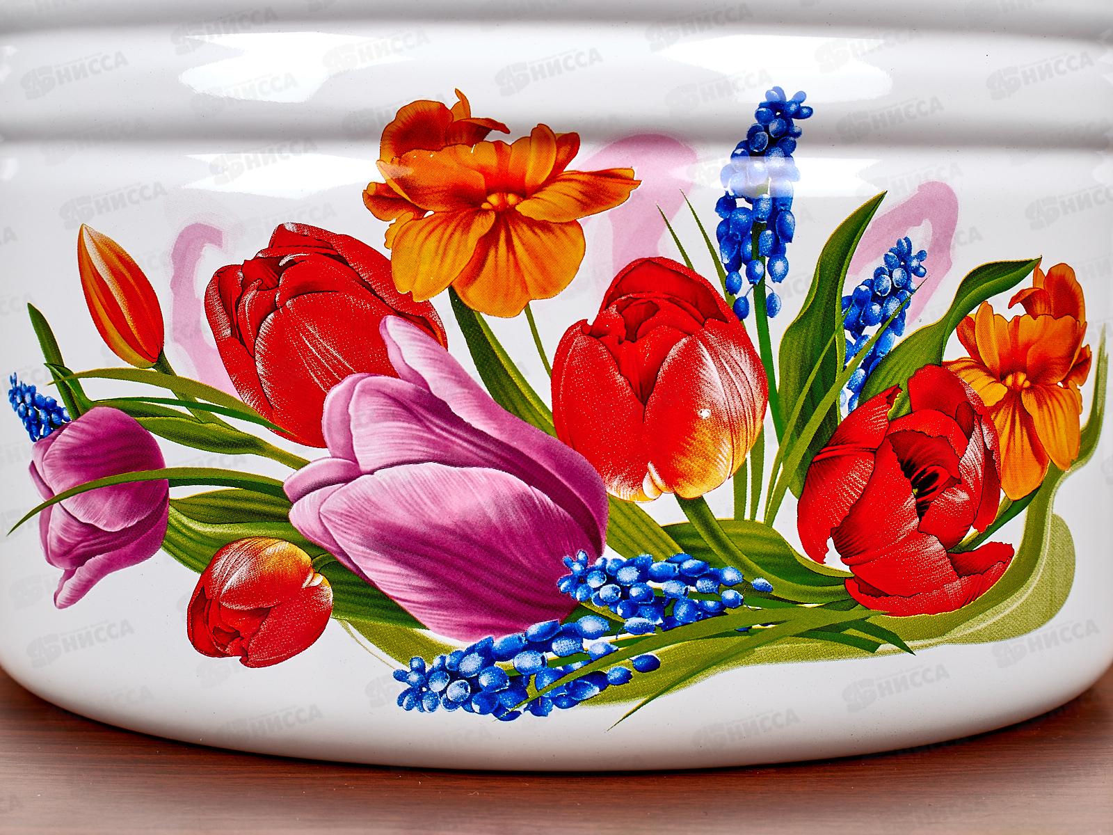 Кастрюля 8,0л цилиндрическая Тюльпан Май пластмассовой кнопкой С1620.3 *119