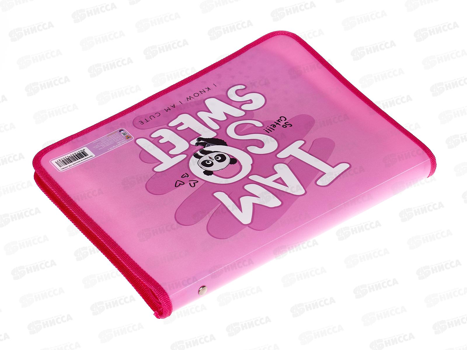 Папка  для труда ПЧЕЛКА А4 молния верхняя. дизайн Cute Panda 2022 ПТР-5 *40