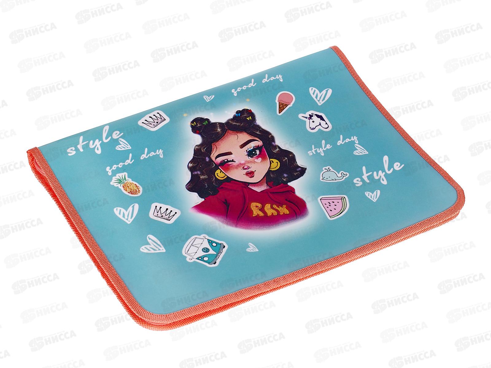 Папка д/труда ПЧЕЛКА А4 молн.вокруг Прикольная девчонка, ПТР-5 *50