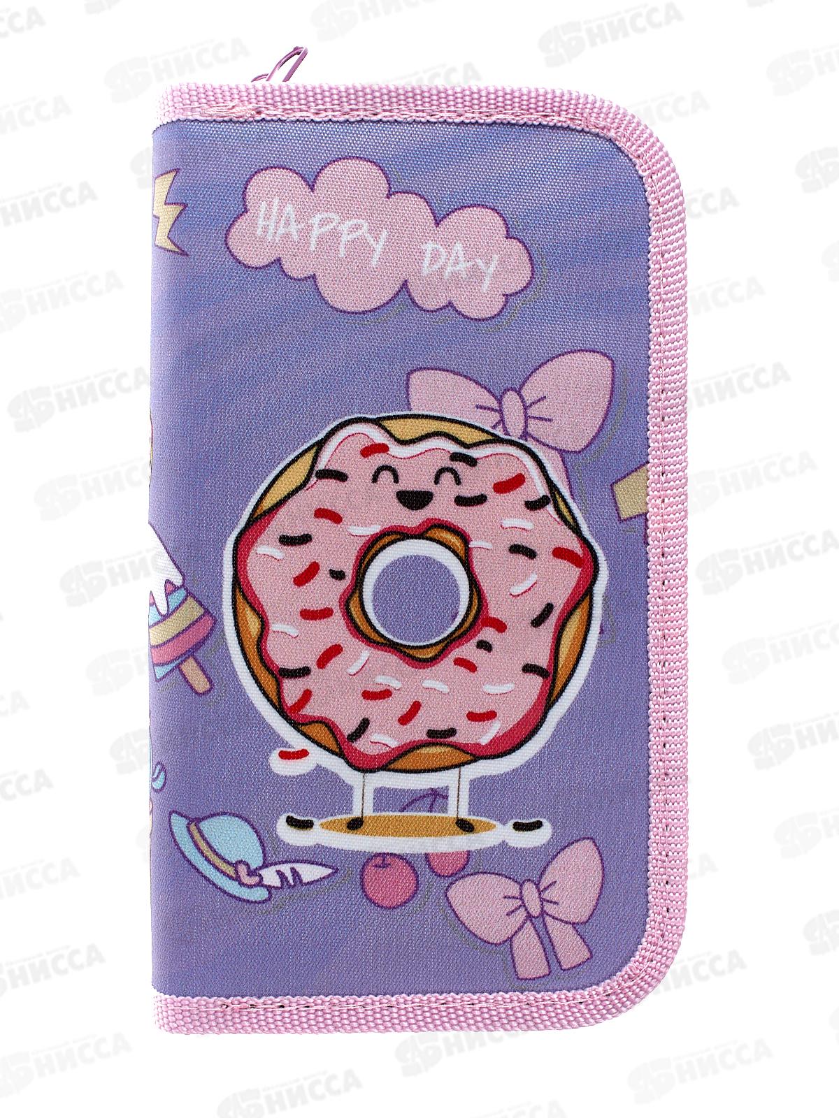 Пенал ПЧЕЛКА 2отд.Счастл. пончик ,печать на ткан.,190*105, ПО-49 *30