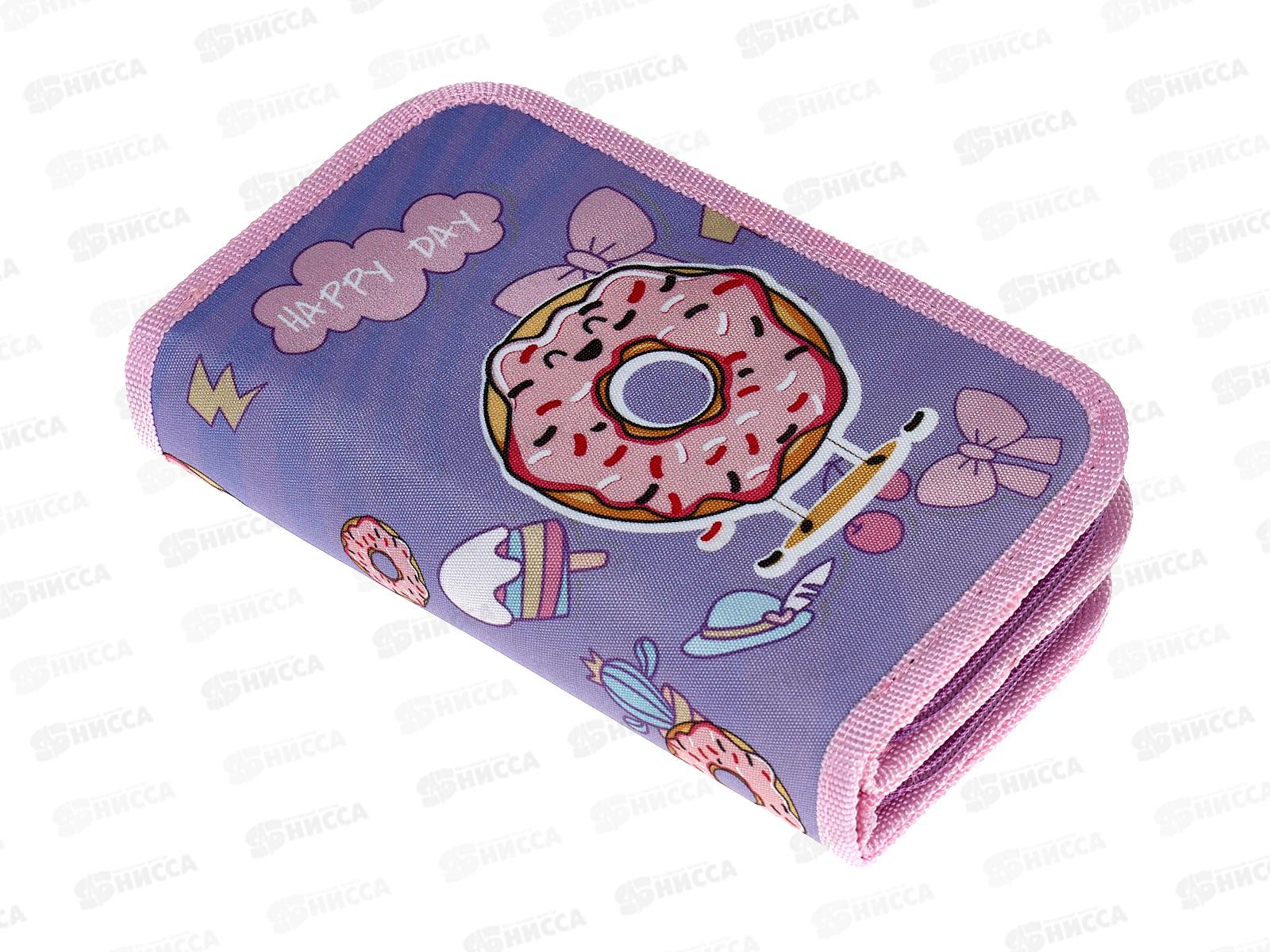 Пенал ПЧЕЛКА 2отд.Счастл. пончик ,печать на ткан.,190*105, ПО-49 *30