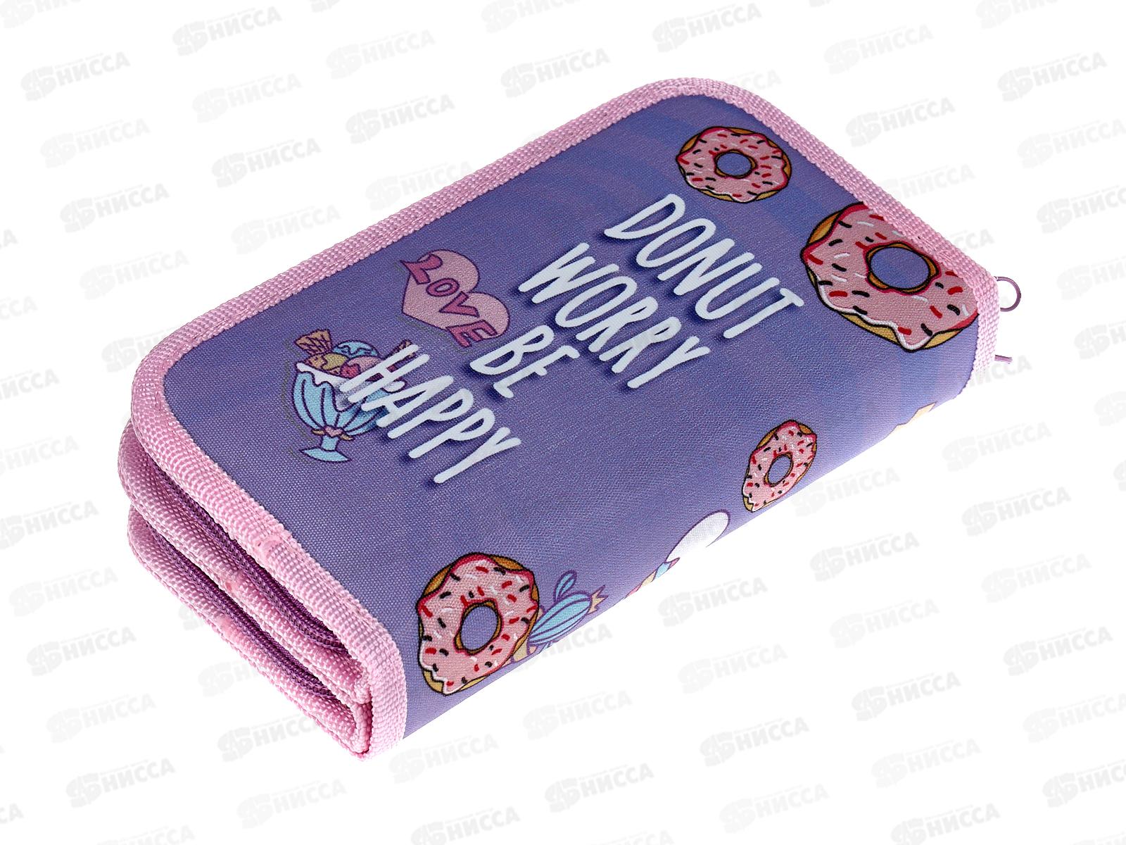 Пенал ПЧЕЛКА 2отд.Счастл. пончик ,печать на ткан.,190*105, ПО-49 *30