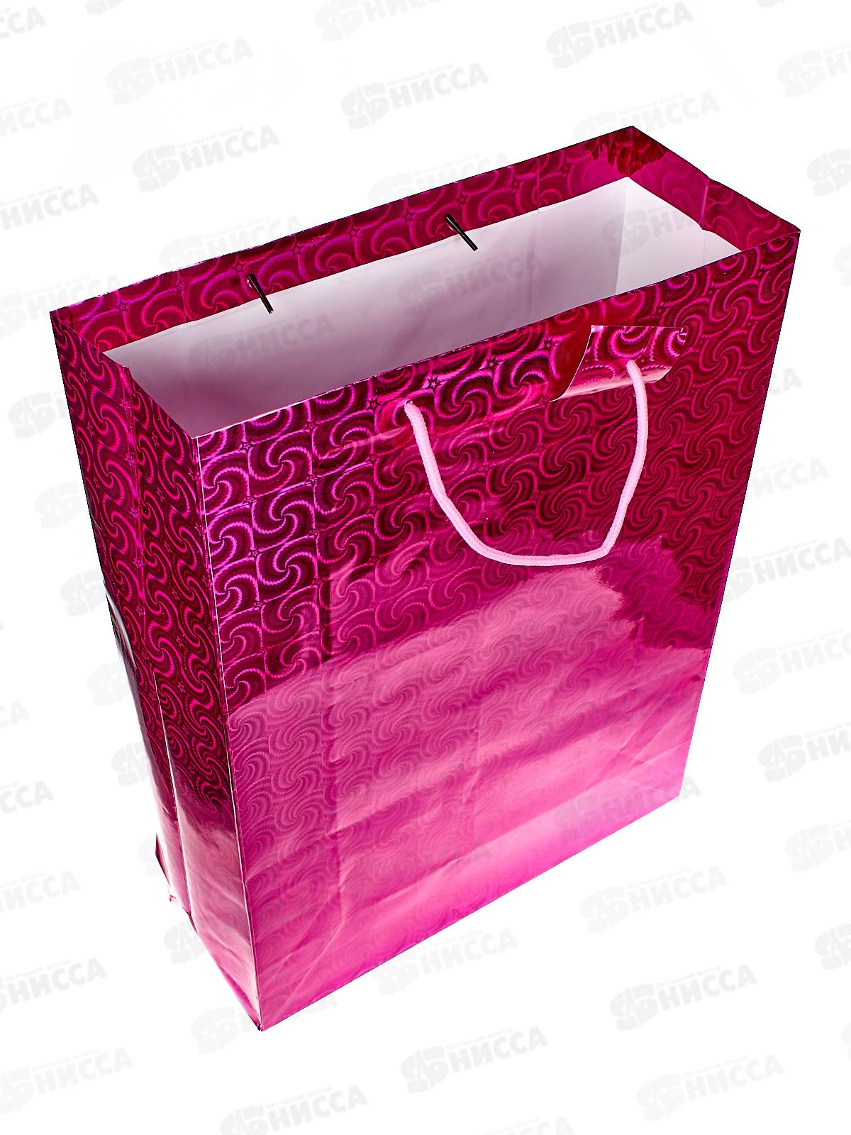 Пакет подарочный бумажный 32*43*11 см, голография, крупный рисунок, в ассортименте MC-1432 *20