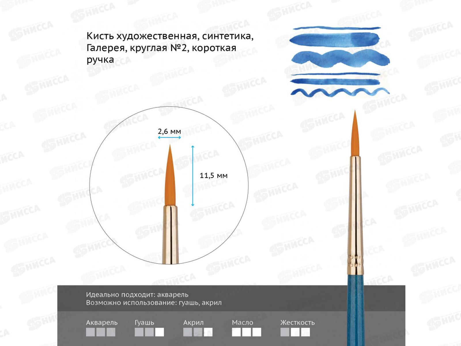 Кисть ГАММА художественная синтетика 2 круг Галерея,302020*12/120