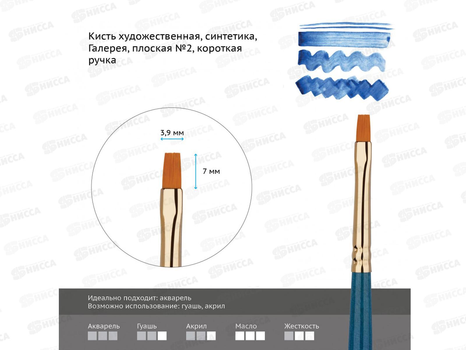 Кисть ГАММА художественная синтетика 2 поск Галерея,301002*12/120