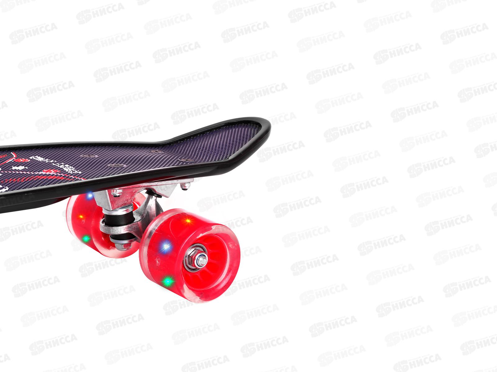 Скейт Пенниборд пластик (58х16) &quotВеселый Роджер&quot SL-AS-3,60кг, свет *8