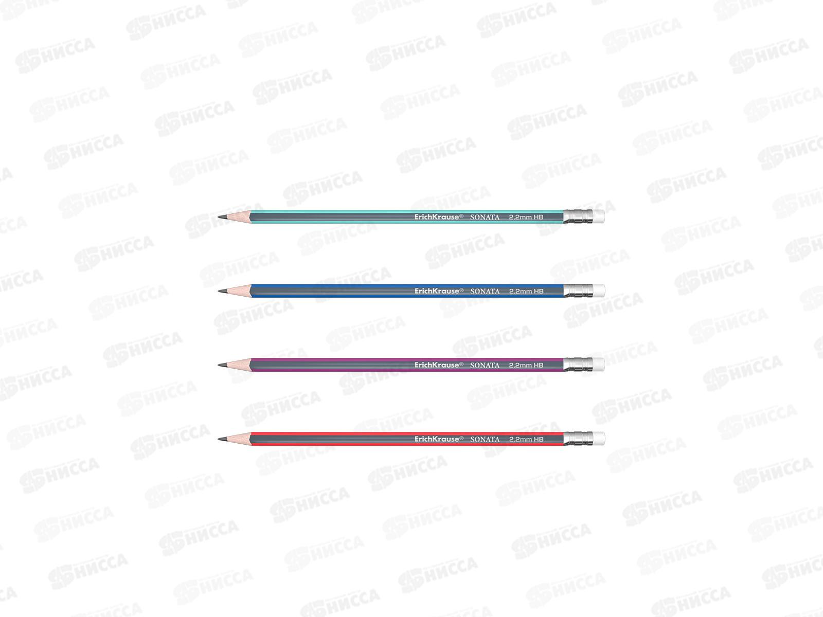 Карандаш чернографитный с ластиком EК Sonata НВ 45616 *12/144