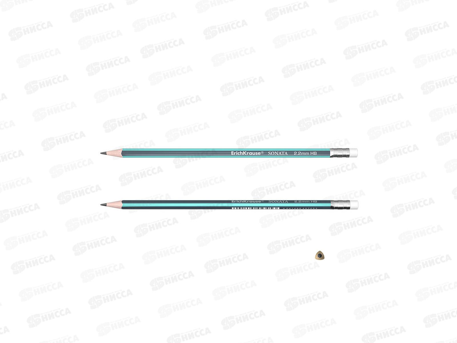 Карандаш чернографитный с ластиком EК Sonata НВ 45616 *12/144