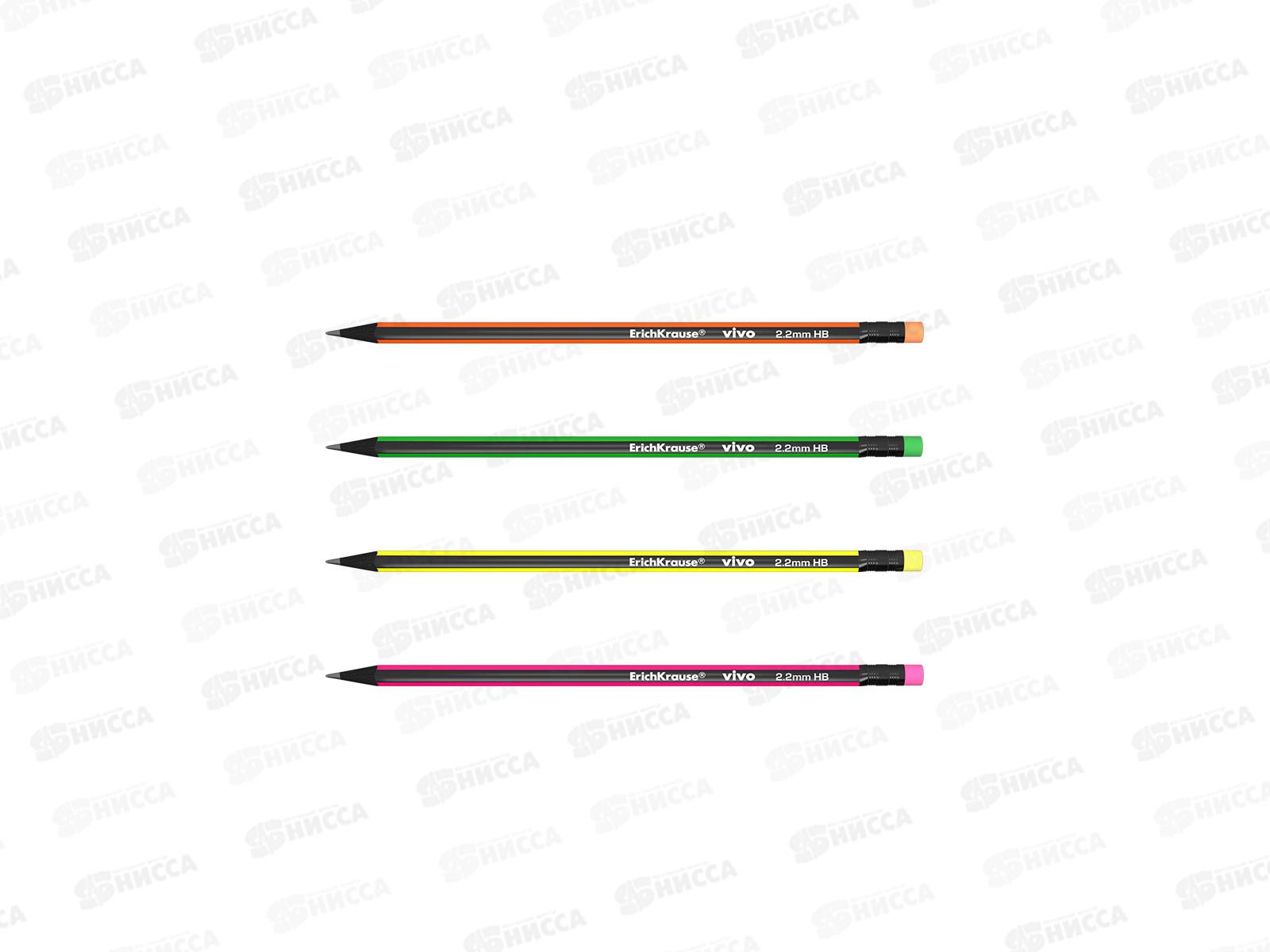 Карандаш чернографитный с ластиком EК Vivo НВ 45622 *12/144