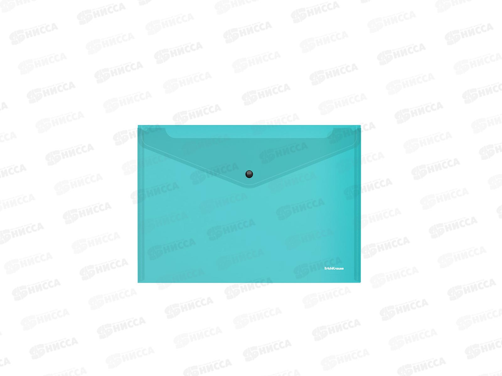 Папка-конверт пл. на кнопке EK Glossy Vivid  А4 п/прозр.,асс. 50314