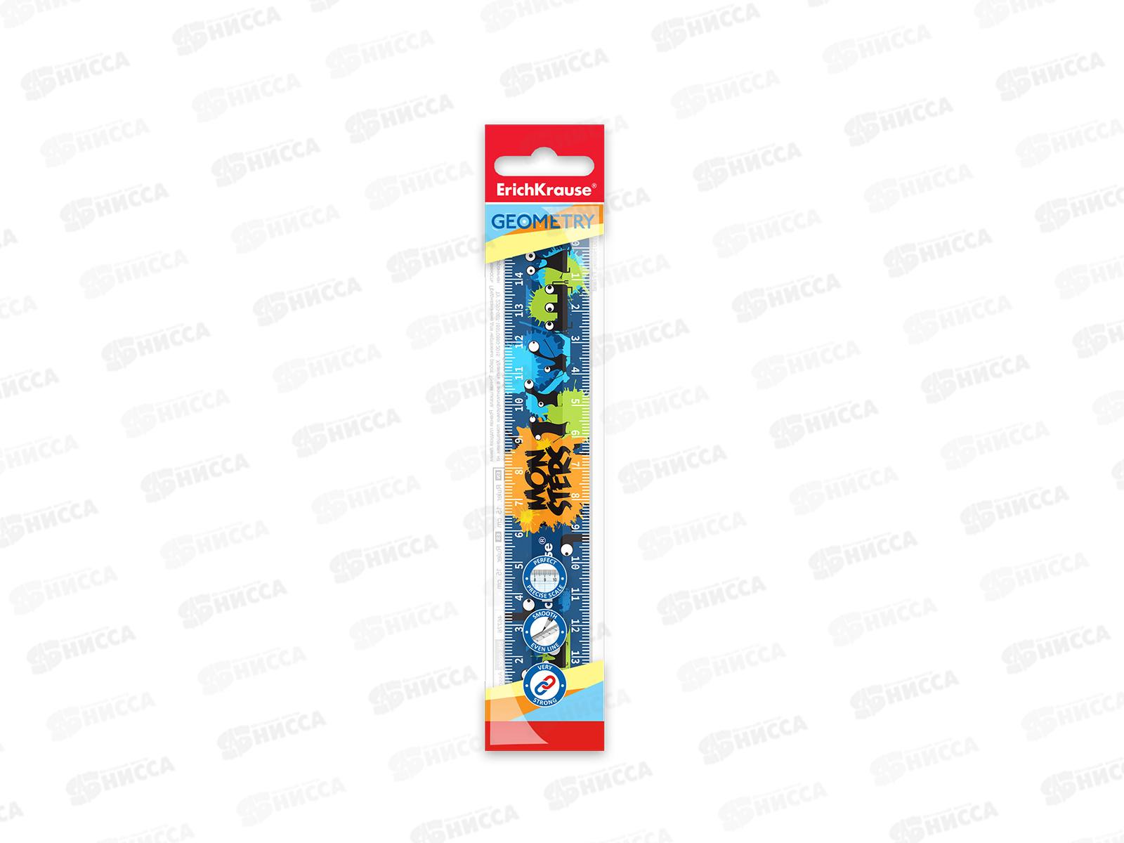Линейка 15см EK пластиковая, Monsters 55471