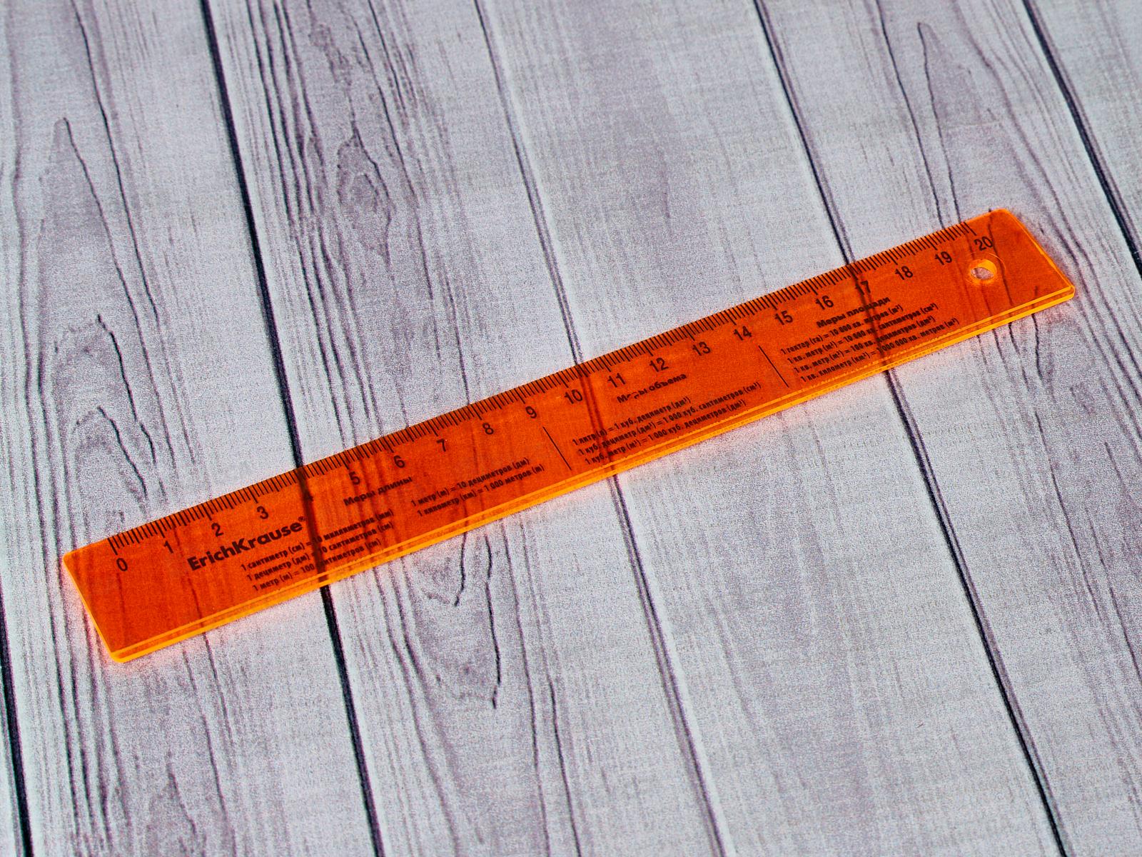 Линейка 20см EK Neon 3цв, асс. 55502