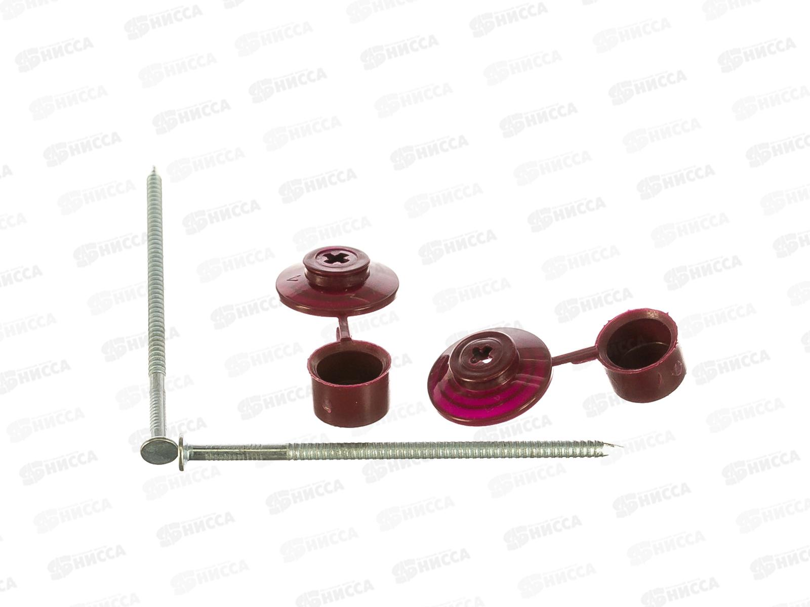 Гвозди для ондулина оцинковка 80 мм с пластмассовыми шляпками (бордо 20шт)  *20