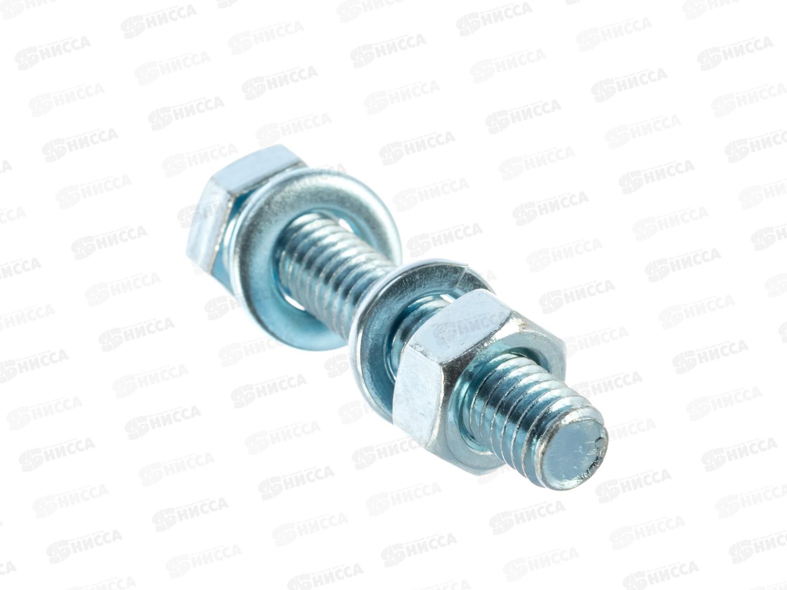 Болты DIN 933 М 6x30 с гайками и шайбами  (белый цинк 6шт)  *40