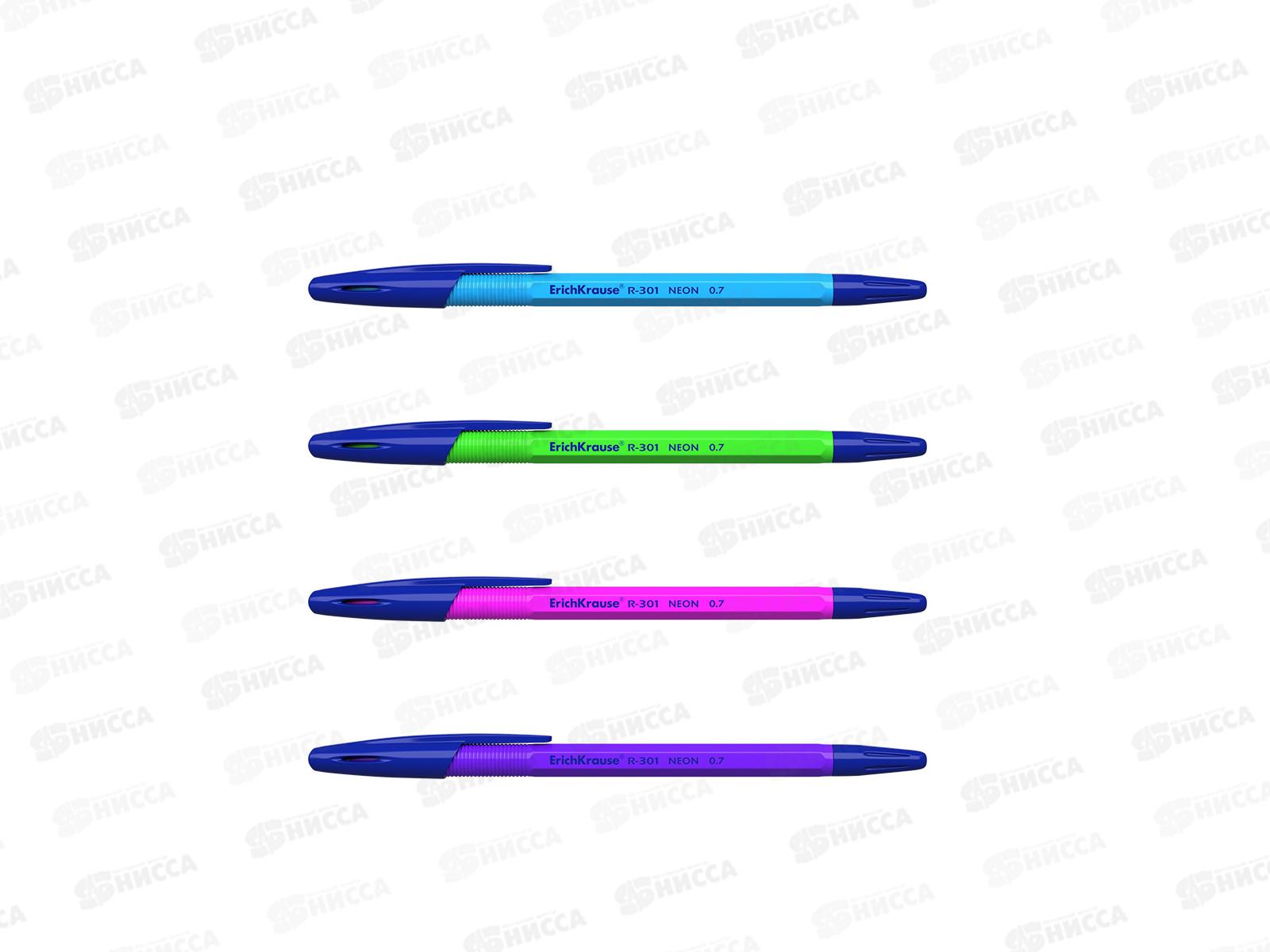 Ручка шариковая EK53342 Neon Stick R-301 синяя *50
