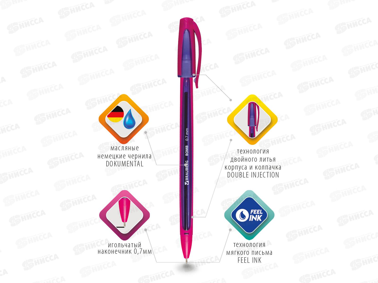 Ручка шариковая BRAUBERG-143346 BOMB GT Color  синяя *36