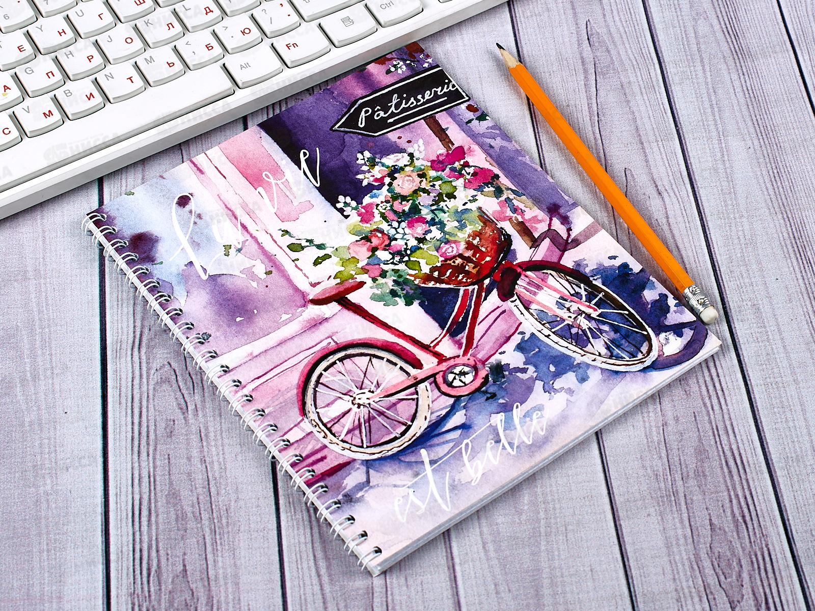 Тетрадь 48 листов клетка. ПЛН Акварельный винтаж металлический гребень., 3207-48 *30