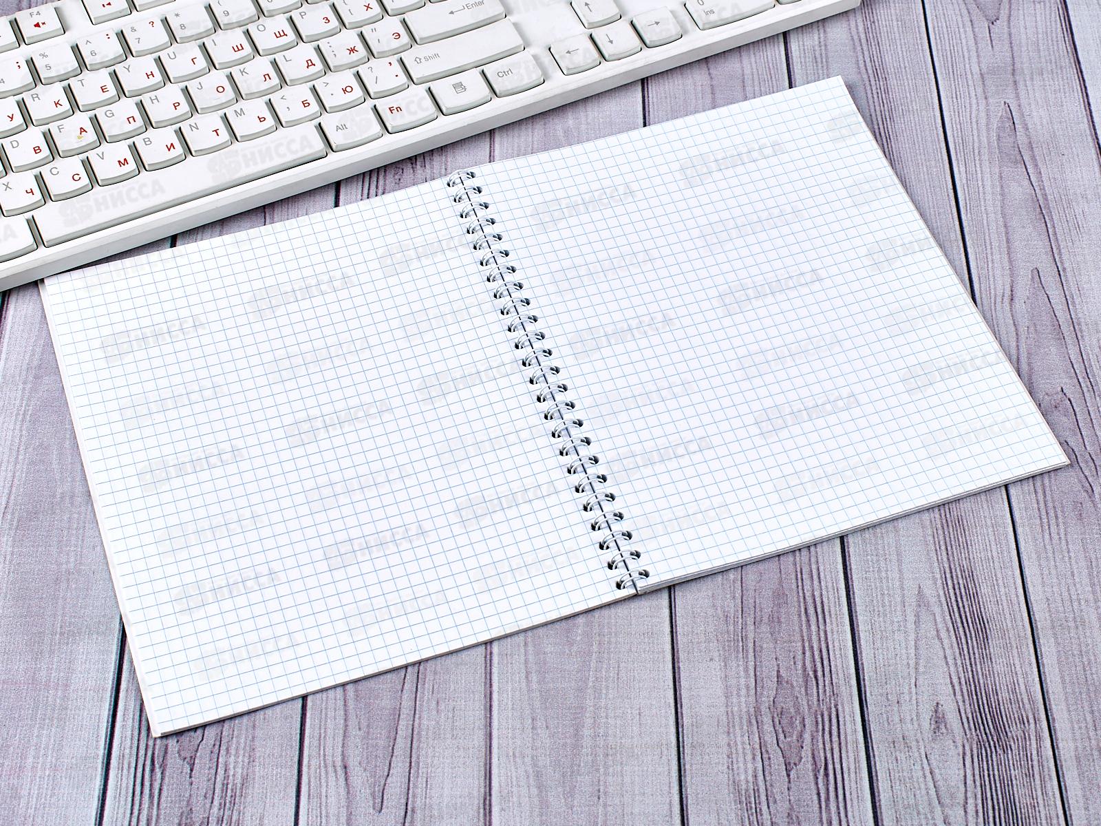 Тетрадь 48 листов клетка. ПЛН Акварельный винтаж металлический гребень., 3207-48 *30