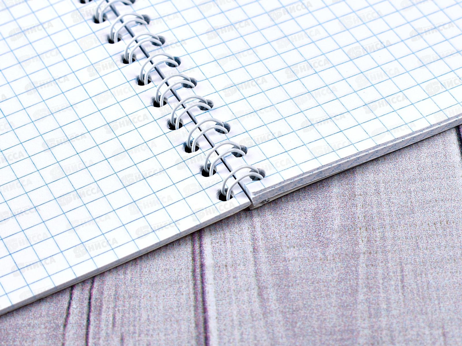 Тетрадь 48 листов клетка. ПЛН Акварельный винтаж металлический гребень., 3207-48 *30