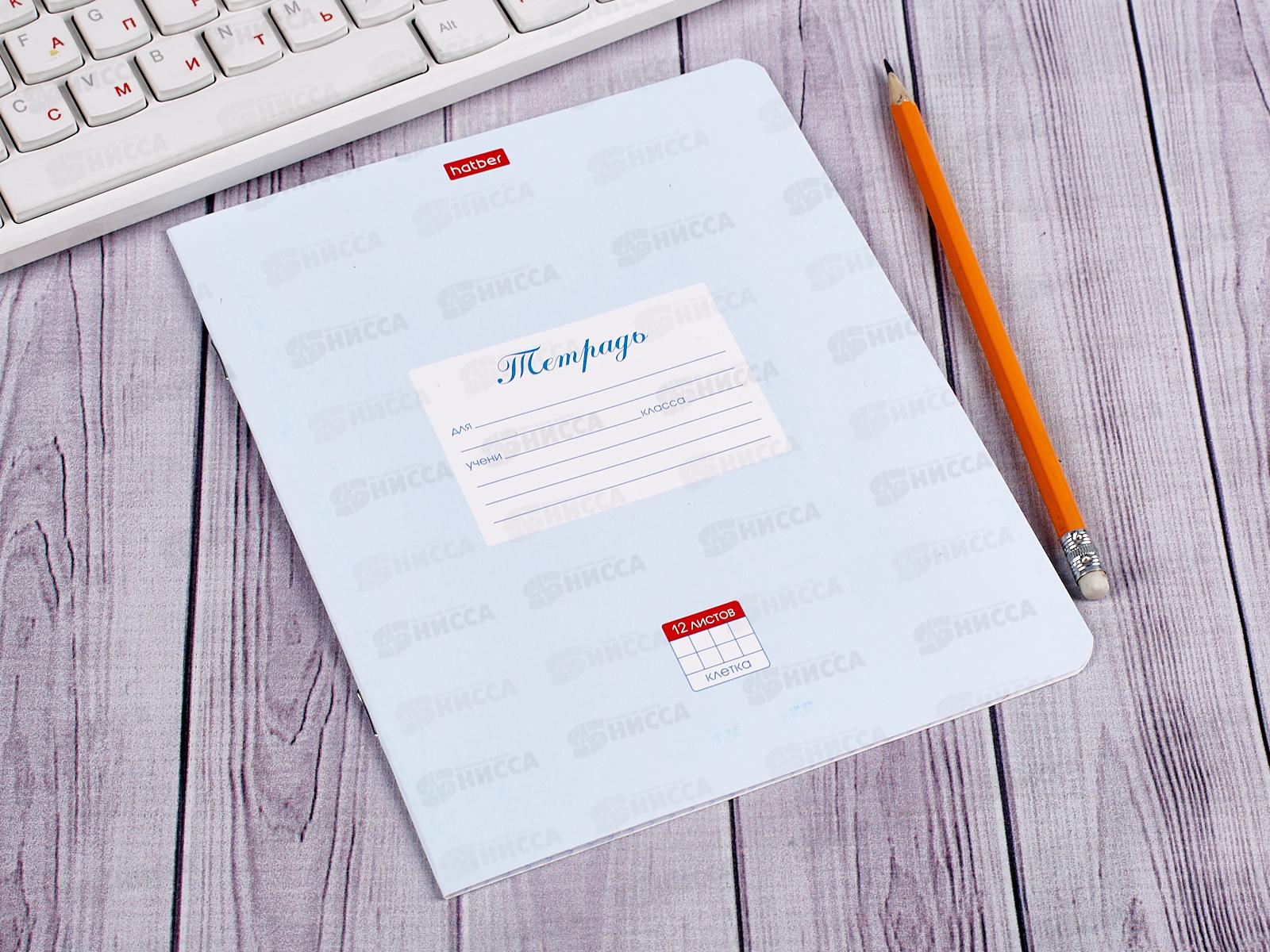 Тетрадь 12 листов клетка. Hatber пастель-голубая 05147*10/140