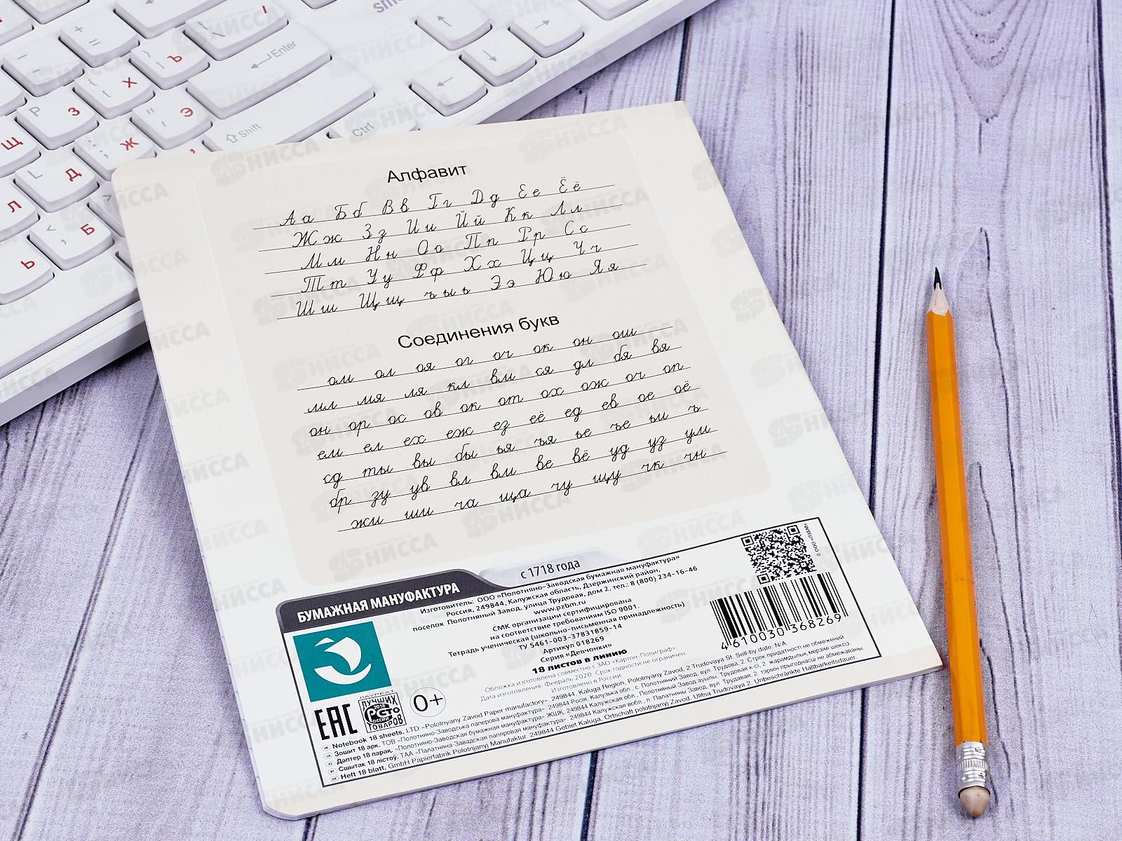 Тетрадь 18 листов линия ПЗБМ Девчонки 018269 *20/100