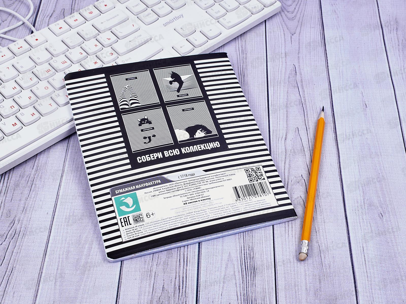 Тетрадь 48 листов клетка. ПЗБМ Иллюзия обмана,028107*5/50