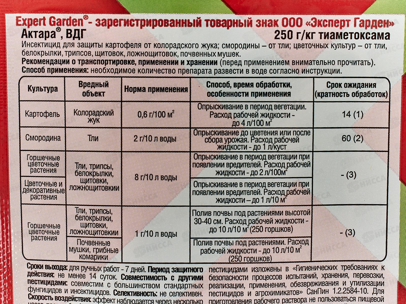 Актара ВДГ 2,0гр от колорадского жука,тли и белокрылки *30/120