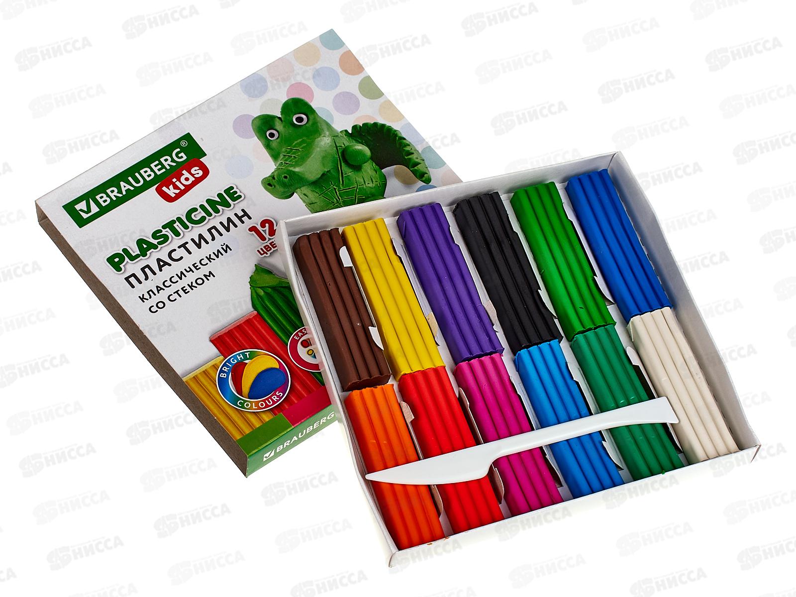 Пластилин 12цветов 240г BRAU  Kids стек, 106436*16