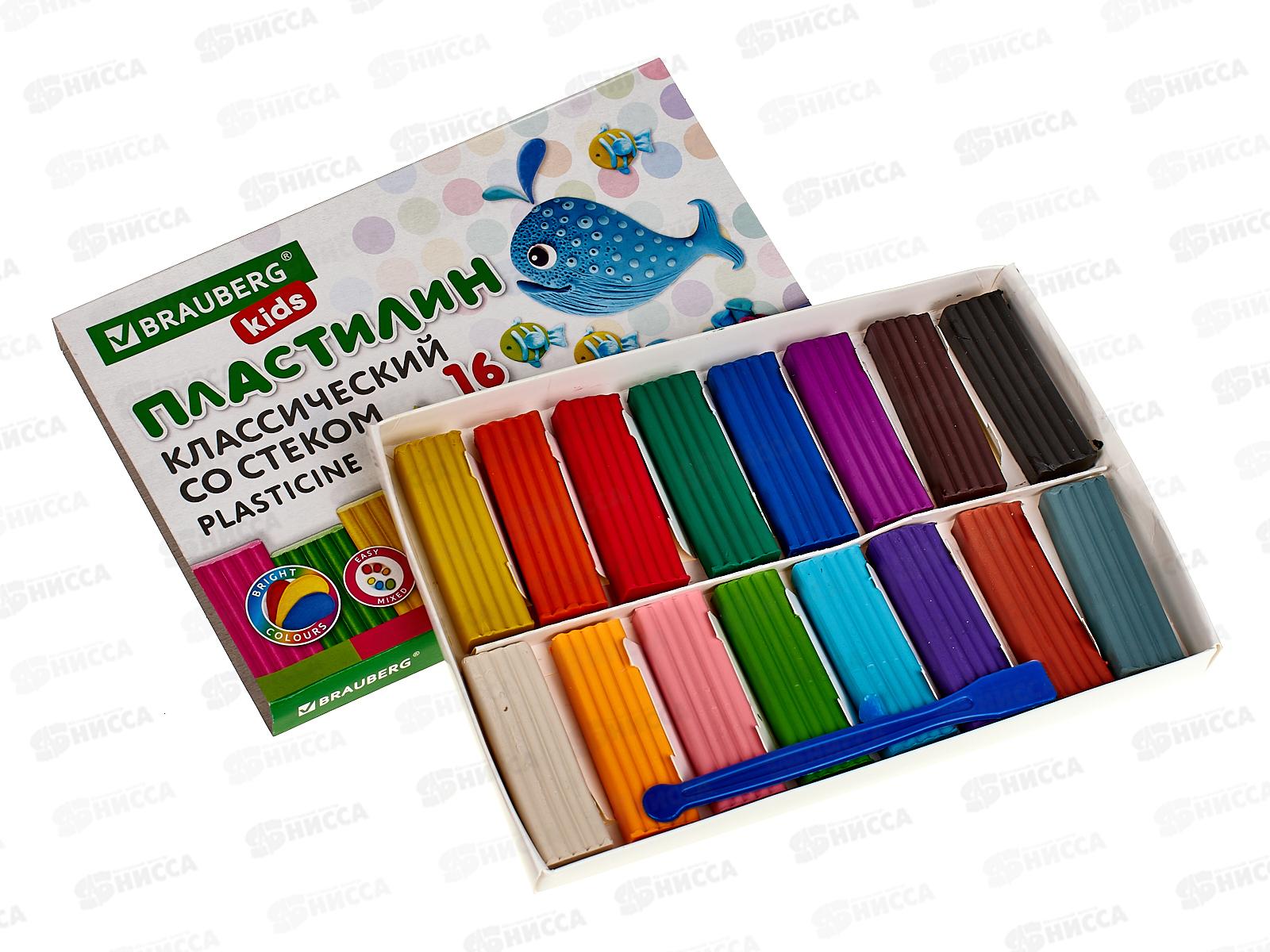 Пластилин 16цветов 320г BRAU  Kids стек, 106508*24/96