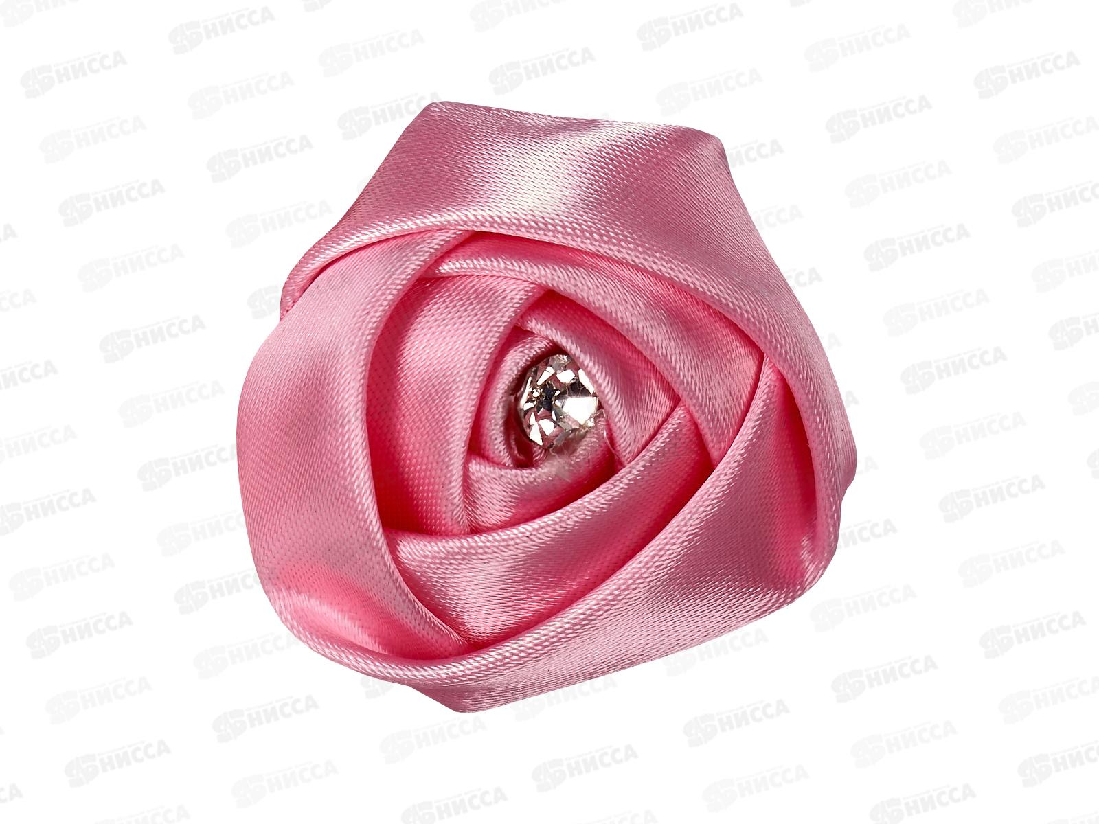 Шпилька для волос &quotБутон розы со стразой&quot атлас микс *1/50 ОК177